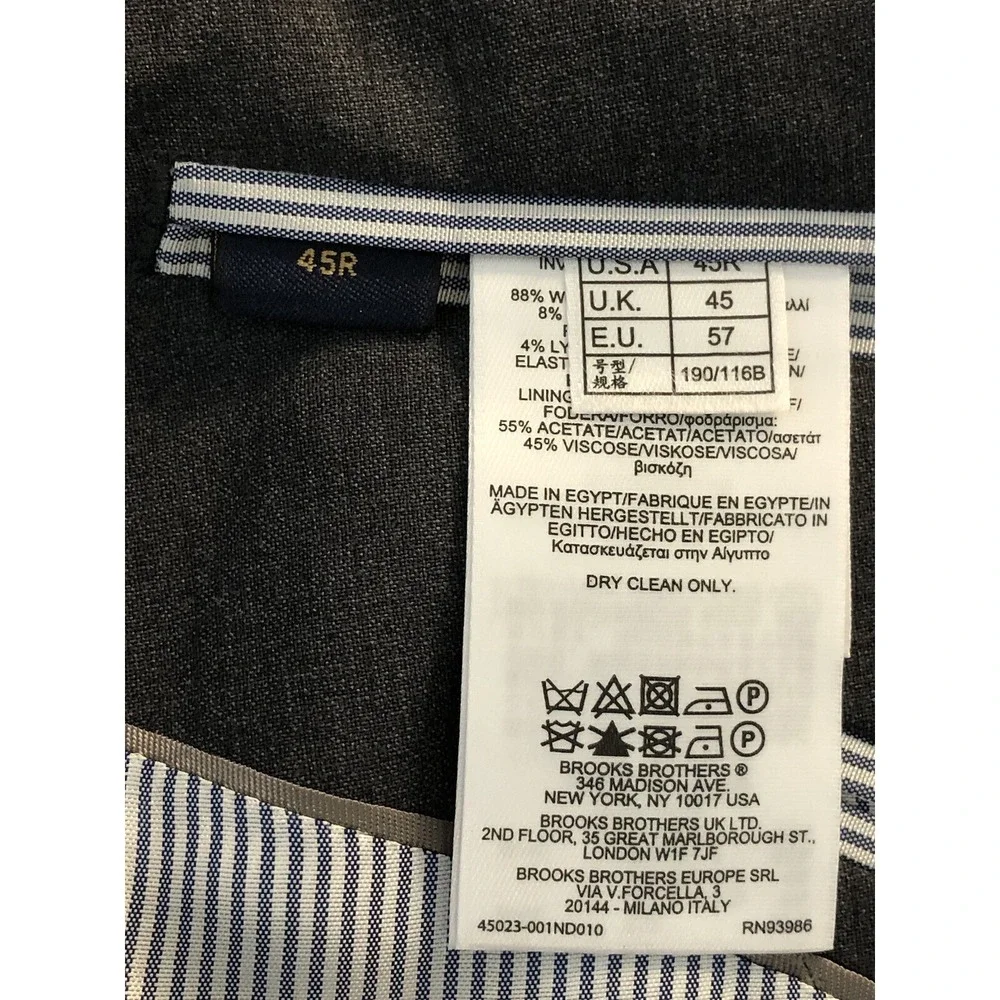 Brooks Brothers Blazer Men 45R Gray Explorer Madison Sport Coat Jacket Business
